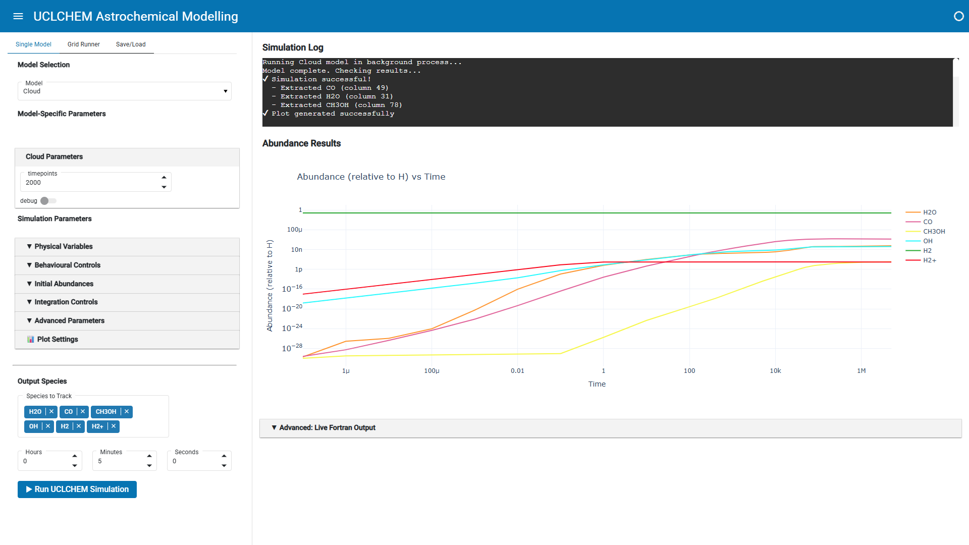 Astrochemical Modeling GUI project illustration