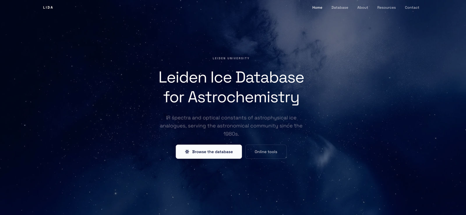 LIDA - Leiden Ice Database for Astrochemistry project illustration